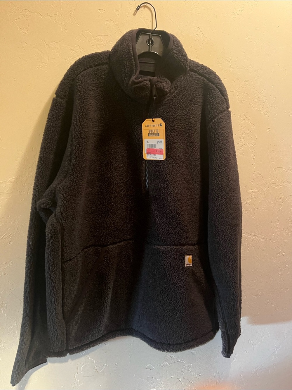 Carhartt Men's Black Sherpa Zip-Up Pullover